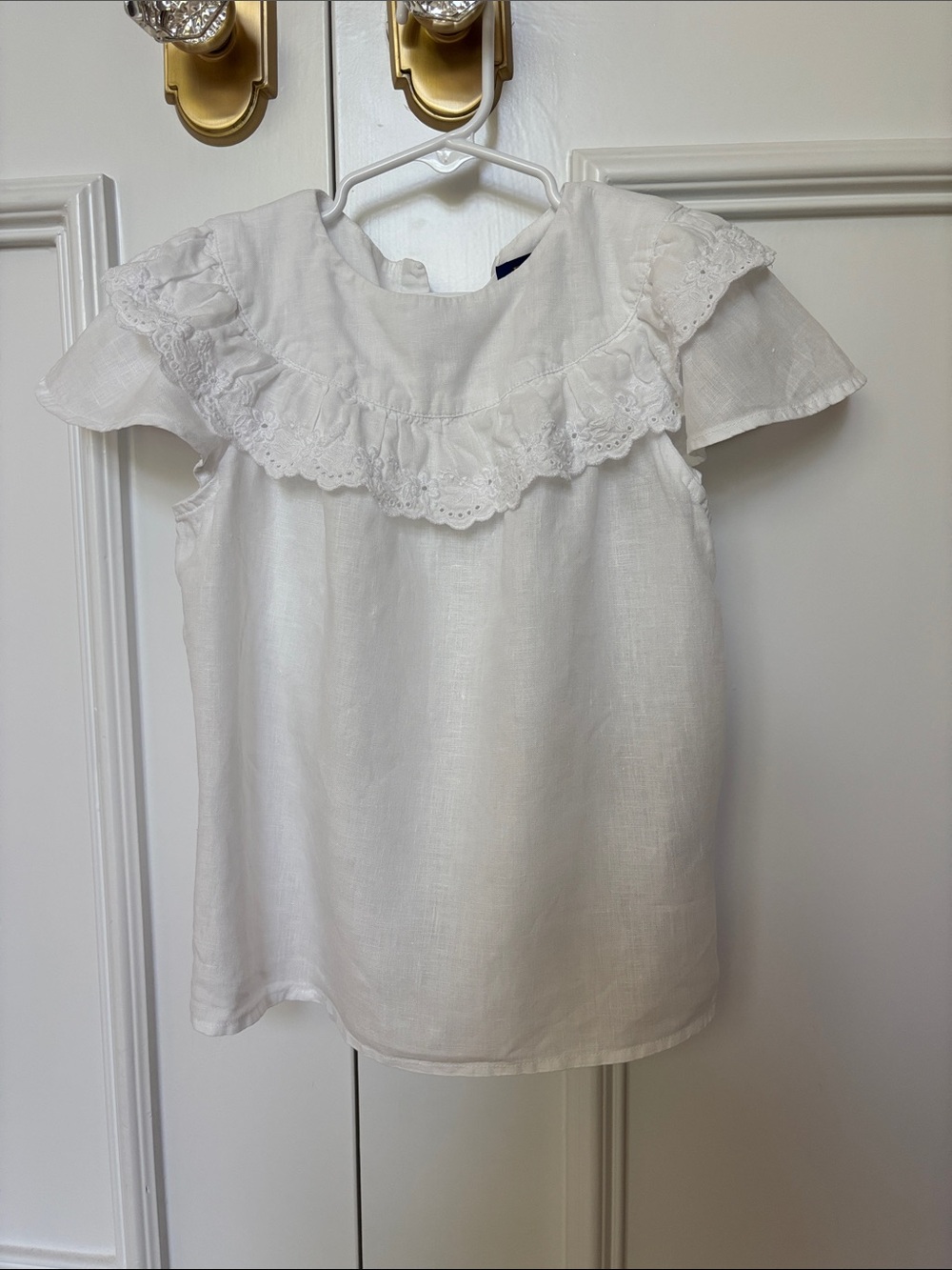 Polo Ralph Lauren Little Girl’s White Linen Eyelet Ruffle Blouse